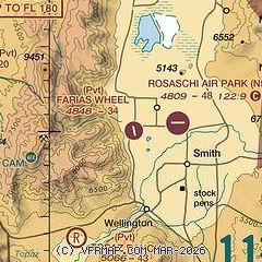 VFR sectional chart excerpt for NV33 — Farias Wheel Airport